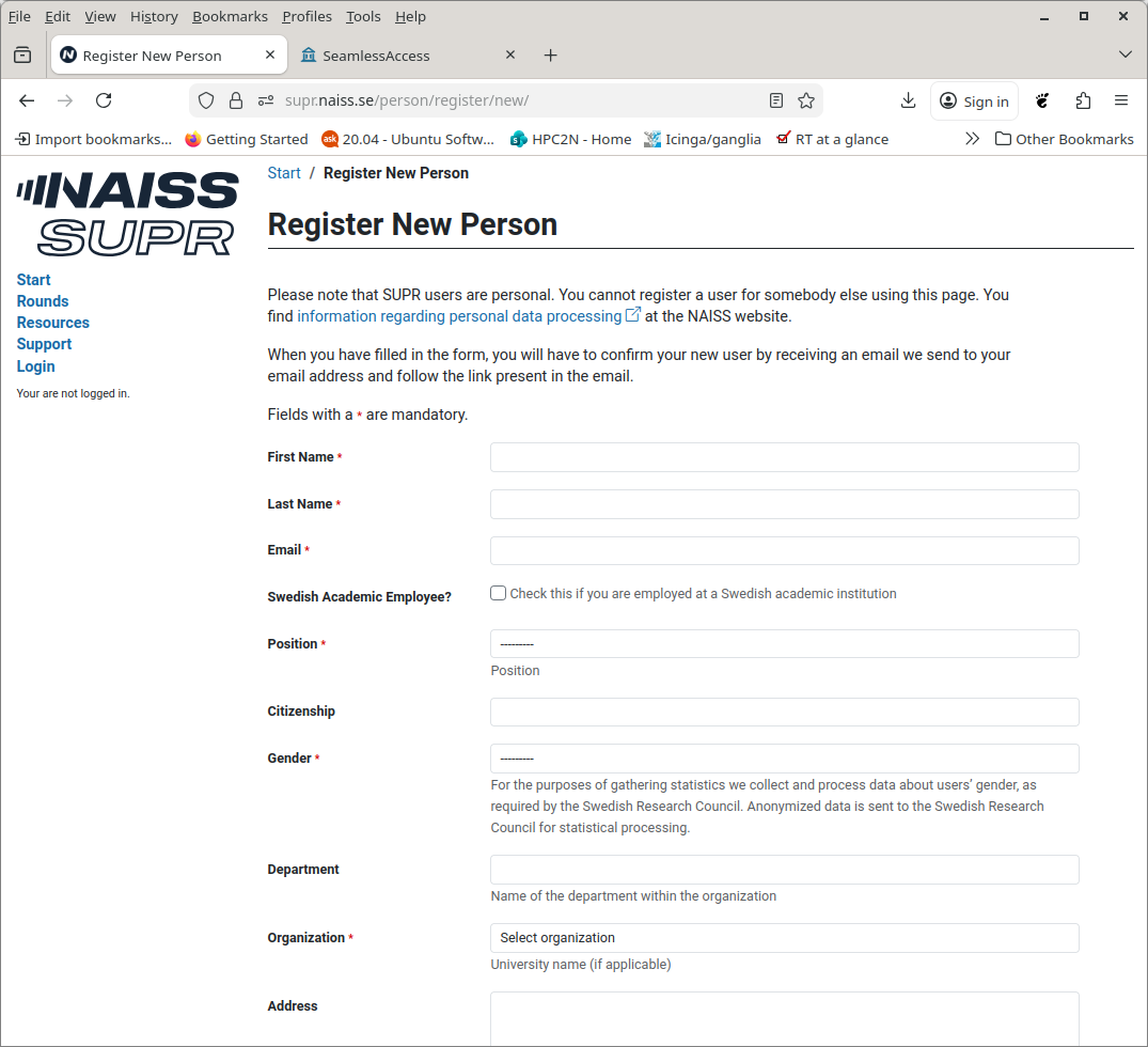 Register New Person without Federated Identity
